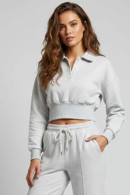 Button crop tracksuit