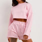 SEAM DETAIL OVERSIZED CROP TOP & SHORTS FLEECE CO-ORD