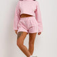 SEAM DETAIL OVERSIZED CROP TOP & SHORTS FLEECE CO-ORD