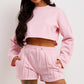SEAM DETAIL OVERSIZED CROP TOP & SHORTS FLEECE CO-ORD