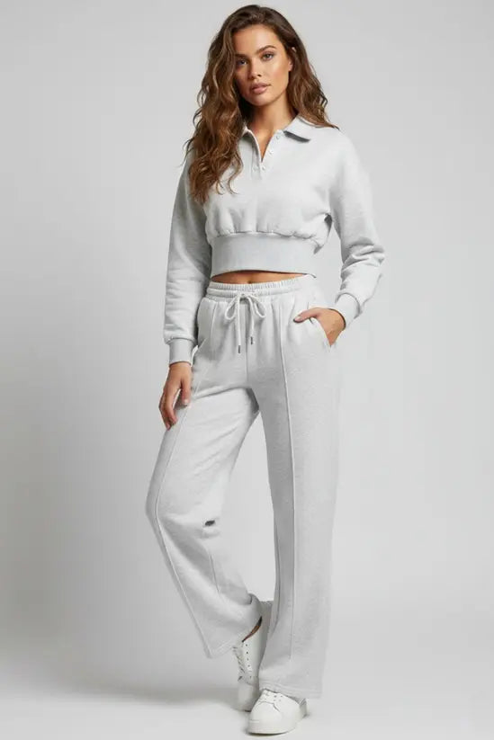 Button crop tracksuit