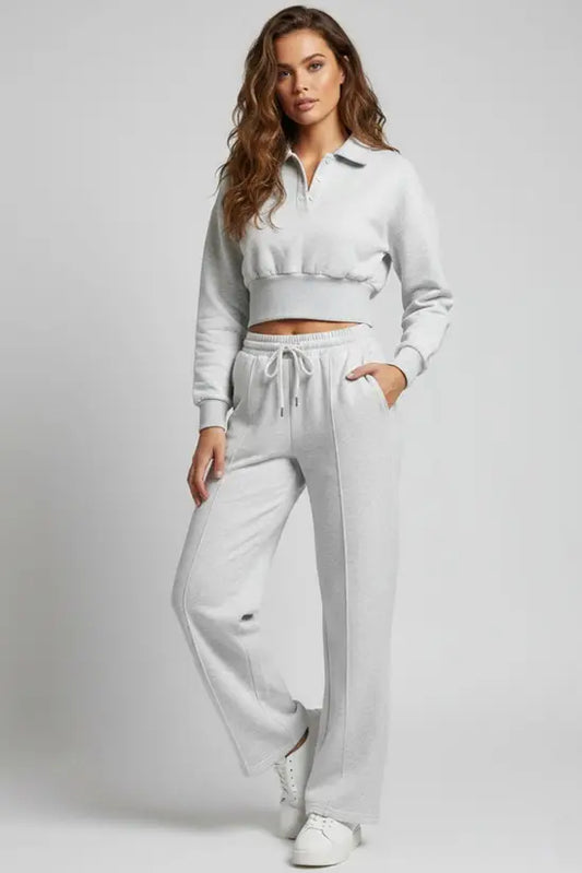 Button crop tracksuit